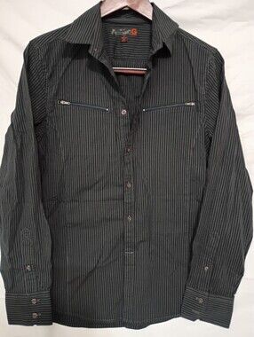G by Guess Black Pinstripe Button-Down Shirt